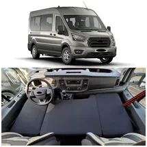 BREMER SITZBEZÜGE Camper-Bett Kinderbett Fahrerhausbett Kompatibel mit Ford Transit Tourneo Custom Nugget 2012 Wohnmobil Zubehör Wohnmobilbett Camping Kaltschaum Matratze Schwarz 150x55/65 cm