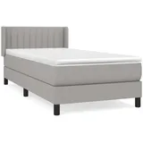 vidaXL Boxspringbett mit Matratze Hellgrau 100x200 cm Stoff