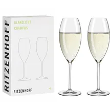 Ritzenhoff & Breker RITZENHOFF Champagnerglas 300 ml - Serie Glanzlicht - 2 Stück Kristallglas im Geschenk-Set - Made in Germany