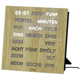 AMS Wanduhr Wortuhr LED Wanduhr Tischuhr 20x20cm (Quadratisch) beige