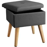 Tectake tectake® Sitzhocker Elva gepolstert in Leinenoptik 300kg mit Stauraum,