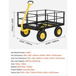 Vevor Bollerwagen 116,8x76x77,5 cm gelb/schwarz