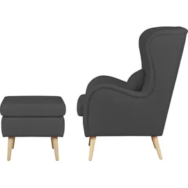 Home Affaire "Sallito, TV-Sessel, Ohrensessel mit", grau, B:76cm H:109cm T:85cm, Struktur Hahnentritt (67% Polypropylen, 33% Polyester);Samtoptik (100% Polyester);Fellimitat (100% Polyester);Samtcord (92% Polyester, 8% Polyamid);Struktur (100%