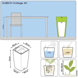 LECHUZA Cubico Cottage 40 Komplettset 40 x 40 x 75 cm weiß