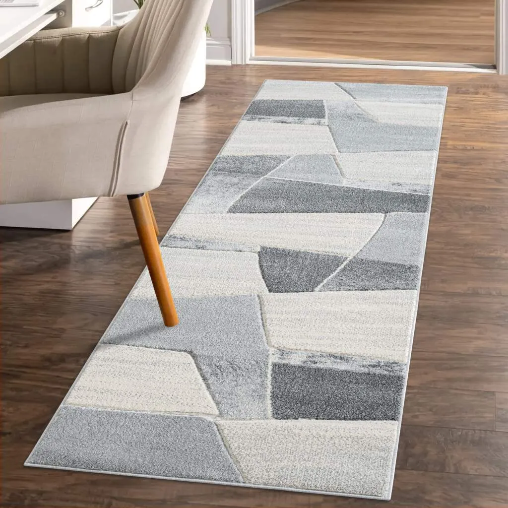 Carpet City Läufer »BONITO9053«, rechteckig, 11 mm Höhe, Flachflor, Hochtief-Muster/ 3D-Effekt, Geo-Muster, für Wohnzimmer Carpet City grau B: 80 cm   1 St.