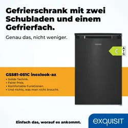 Exquisit Gefrierschrank GS581-051C inoxlook-az | Nutzinhalt: 85 L | Standgerät