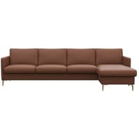 FLEXLUX Ecksofa »Fiore, L-Form, bequem und komfortabel durch hochwertigem Sitzaufbau«, schmale Armlehnen, Kaltschaum, Füße Alu+ Eiche braun