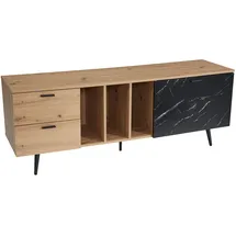 KADIMA DESIGN Lowboard Eiche-Dekor Marmor-Look Schwarz 150x55x40 cm Wohnzimmer, Wohnwände, Lowboards, Lowboards stehend