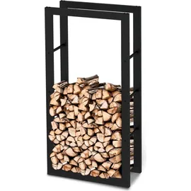 holz4home® Kaminholzregal aus Metall Schwarz inkl. Ofenhandschuh 60x25x125cm