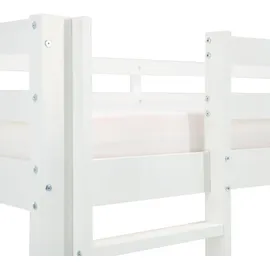 Homestyle4u Hochbett Pirat 90 x 200 cm Kiefer massiv weiß