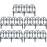 Beetzaun aus Wetterfestem Kunststoff, 33cm Hoch, Schöner Dekozaun, Gartenzaun Mit Erdspießen, 5-teiliges Set, Schwarz