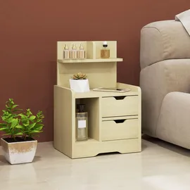 Homcom Nachttisch, Natur, Holzwerkstoff, 40x60x30 cm, Schlafzimmer, Nachttische