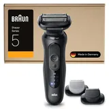 Braun Series 5 Elektrorasierer Herren, Rasierapparat mit 50 Min. Akkulaufzeit, +2 Aufsätze, Kabelloser Nass- und Trockenrasierer für Männer, Made in Germany, Wasserdicht, 52-N1650si, Schwarz