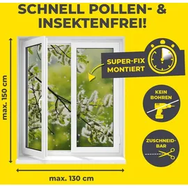 EasyMaxx Fliegengitter für Fenster 150 x 130 cm Grau