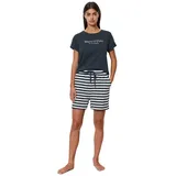 Marc O'Polo Damen Mix&Match Short Pyjama Set, Navy/White, M EU