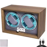 Benessit Automatik Uhrenbeweger Box Automatische Uhrenbox, quadratisch nussbaumfarbenes uhrengehäuse, 4 Drehmodi Uhrenkasten Watchwinder mit Ultra-leiser Motor Für 1/2 Uhren (2 Slots)