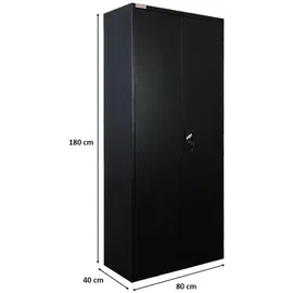 Proregal ELEPHANT Flügeltürenschrank 180x80x40 cm Schwarz