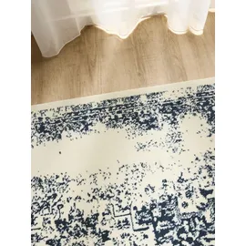 benuta Basic Teppich Suki - Creme/Blau 200x300 cm - Kunstfaser - Rechteckig, & im Style: Vintage, Orient Style - pflegeleicht, für Wohnzimmer Schlafzimmer