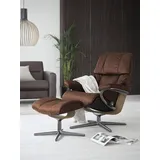 Stressless Stressless® »Reno«, (Set, Relaxsessel mit Hocker), mit Hocker, mit Cross Base, Größe S, M & L, Holzakzent Eiche braun