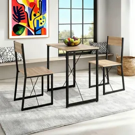 Tectake Sitzgruppe 3-teilig, Industrial Style, mit höhenverstellbaren Kunststofffüßen