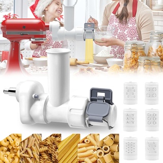 Nudelaufsatz für Kitchenaid Standmixer, Nudelblattwalze Pasta Machine Zubehör mit 6 Nudelwerkzeuge Nudelmaschine Zubehör Set für Spaghetti Penne Fusilli Rigatoni Ziti Macaroni Pasta Machen