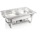 Mahlzeit Chafing Dish | Edelstahl Warmhaltebehälter | Speisenwärmer | Rechaud für Catering, Buffet und Party (Nizza (2X 1/2 GN-Behälter))