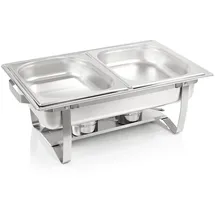 Mahlzeit Chafing Dish | Edelstahl Warmhaltebehälter | Speisenwärmer | Rechaud für Catering, Buffet und Party (Nizza (2X 1/2 GN-Behälter))