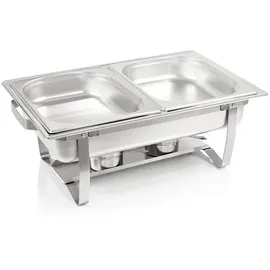 Mahlzeit Chafing Dish | Edelstahl Warmhaltebehälter | Speisenwärmer | Rechaud für Catering, Buffet und Party (Nizza (2X 1/2 GN-Behälter))