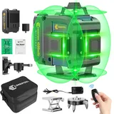 OEM 16-linien-laser, 360 Grad Selbstnivellierend, 4 X 360 Grad, 4d-kreuzlinienlaser mit Grünem Strahl und 2 Batterien, 360 Grad Horizontale/vertikale Linienlaser-fernbedienung Für Fliesenbodenkonstruktion