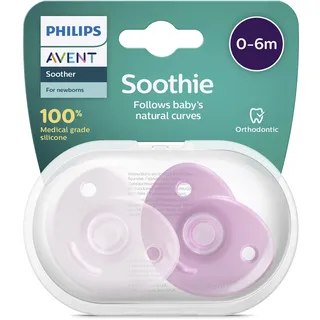 Philips Avent Soothie – BPA-freier Schnuller für Babys von 0 bis 6 Monaten, rosa/hellrosa (Modell SCF099/22)