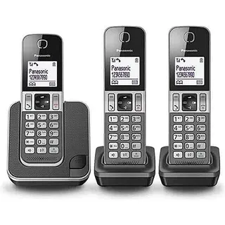 Panasonic KX-TGD313 (DECT-Telefon, kabelloses Mobilteil, Lautsprecher, 50 Eingänge, Anrufer-Identifikation, Grau