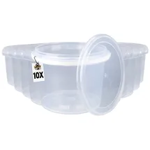 FixedByU 10 Eimer Mit Deckel 1,5l Transparent Rund | Kunststoff | Lebensmittelecht | Luftdicht Und Stabil | Leer Mit Griff Und Deckel Für Lebensmittel | Chemie | Tierfutter Geeignet