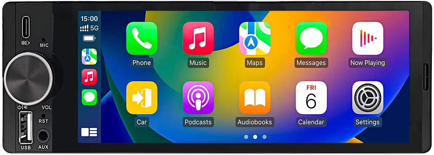 Junsun Drahtlos CarPlay Android Auto Display mit Rückfahrkamera 1Din