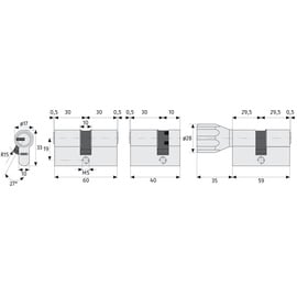 ABUS Profilzylinder D6XNP 40/40 mit Codekarte und 5 Schlüsseln, 48302