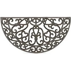 Relaxdays Fußabtreter Gusseisen rund, BxT: 60x31 cm, Jugendstil Schuhabstreifer, robustes Metall, Anti-Rutsch, bronze