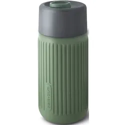 Coffee-to-go-Becher BLACK+BLUM "To-Go B", grün (olivgrün), B:7cm H:17cm Ø:7cm, Glas, Kunststoff, Trinkgefäße, purer Kaffeegenuss, 340 ml
