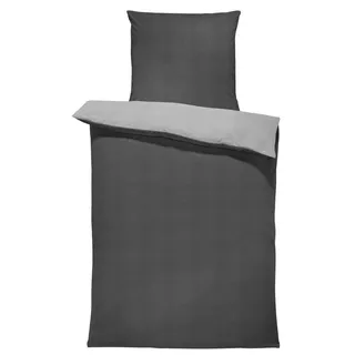 one-home Jersey Bettwäsche kuschelig Weiche Baumwolle Bettbezüge mit Reißverschluss, Größe:135x200 cm, Farbe:Melange grau
