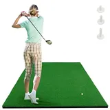 Costway 150 x 100cm Golf Abschlagmatte inkl. 3 Gummi-Tees, Golfmatte mit 2 Abschlagpositionen, für Indoor und Outdoor, Grün