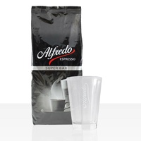 Darboven Alfredo Super Bar Espresso Bohne 1kg + Latte Macchiato Glas