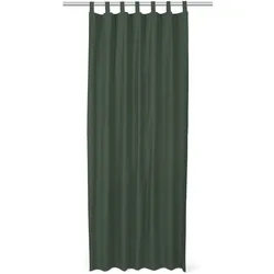 TOM TAILOR Unisex Unifarbener Schlaufenvorhang aus Baumwolle, grün, Uni, Gr. 140/255