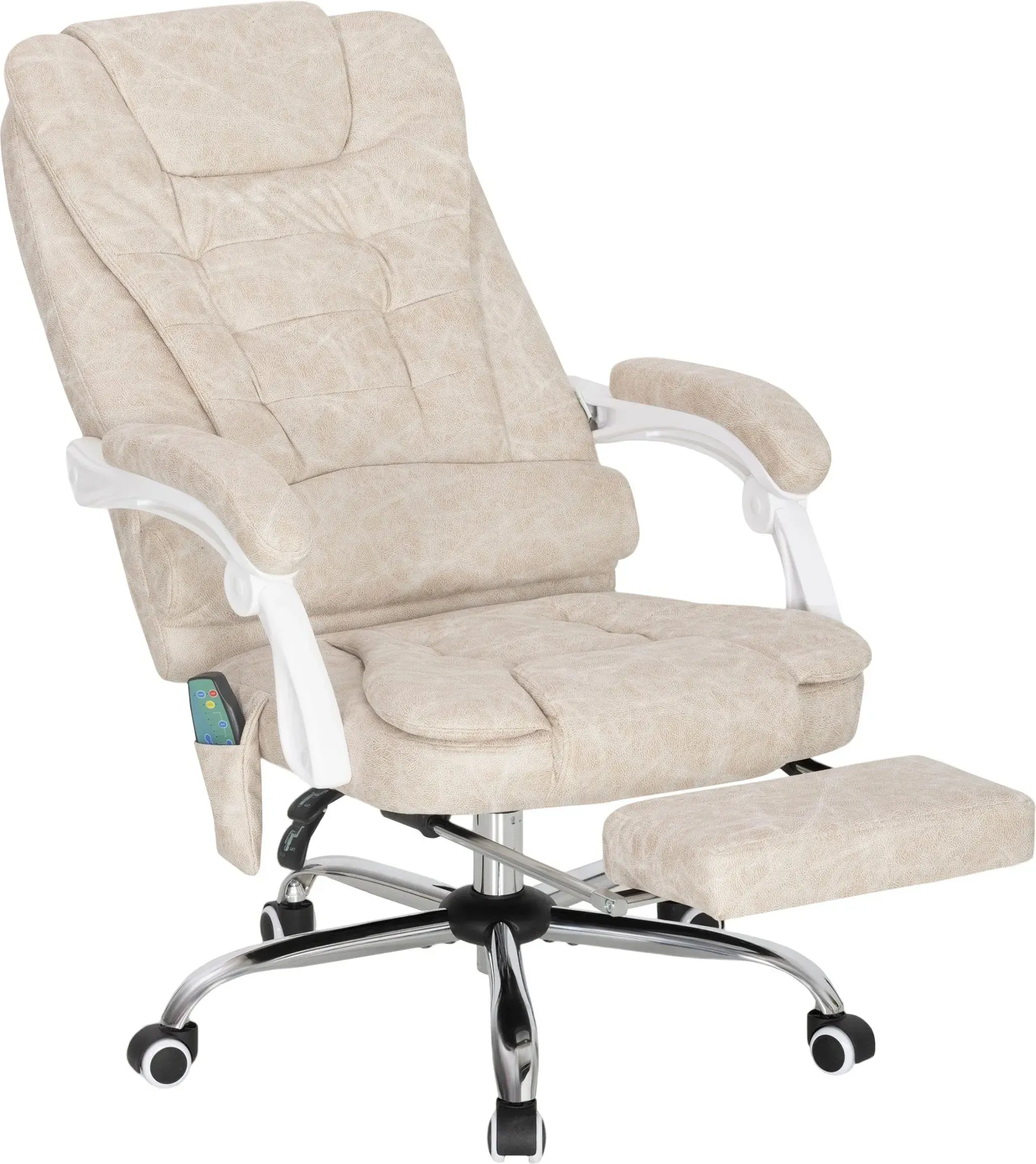 Vinsetto Bürostuhl mit Massagefunktion, Ergonomisch Schreibtischstuhl mit Liege- & Wärmefunktion, Fußstütze, Höhenverstellbar Computerstuhl mit Seitentasche und Fernbedienung, Mikrofaser, Schwarz   Aosom