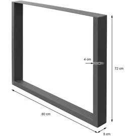 ECD Germany 2x Tischbeine aus Vierkantprofilen 80 x 72 cm Anthrazit, aus Stahl,