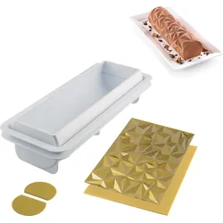Diamond Buche Form für kalten Kuchen mit Strukturmatte für Kuchendekoration 2 El.
