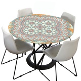 Lukery Rund Tischdecke Elastisch, Tischdecke Abwaschbar, Mandala Druck Rund Tischdecken Gartentischdecke Indoor Outdoor, Tischtuch für Geburtstag Hochzeit Party (Durchmesser 110cm,Mandala 2)