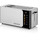 Zeegma TOSTEE SMART 4-Scheiben-Edelstahl-Brottoaster, Brötchenhalter, 1500 W, Auftauen, & Stoppen, Krümelfach, Touchpanel, Timer, 6 Stufen