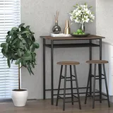 Homcom Bartisch Set 3-teilig Esstisch mit 2 Barhocker Essgruppe Küchentisch und Stühle Stehtisch und Barhocker mit Lagerregal Metall 80 x 50 x 90 cm Schwarz