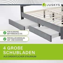 Juskys Samt Polsterbett Soria & Grau