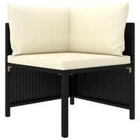 vidaXL Modular-Ecksofa mit Kissen Schwarz Poly Rattan