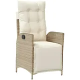 vidaXL Gartensessel mit Fußteil Verstellbar Beige Poly Rattan