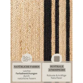 HANSE HOME Looma Juteteppich", natur, gold, schwarz, B:200cm H:7mm L:300cm, Jute Teppiche, Teppich, Handgewebt, Jute Naturteppich, Boho, Wohnzimmer, Schlafzimmer